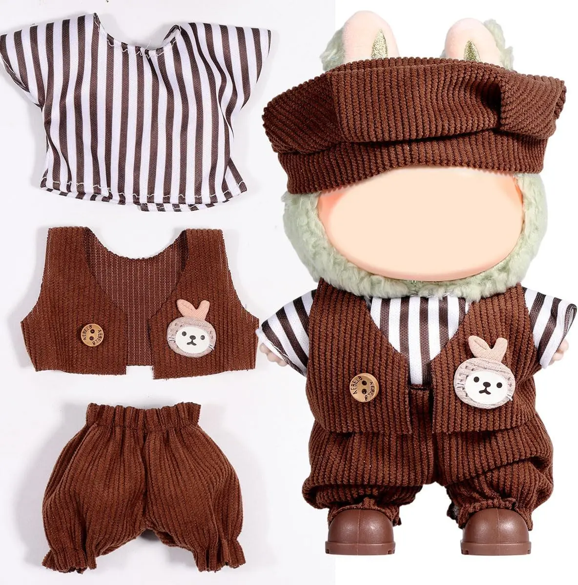 

AICase for Labubu Clothes/for Labubu Outfits,Clothes Set for 17cm Lububu Doll,3 Piece Set Hat Clothing for LA BUBU, Boys and Gir