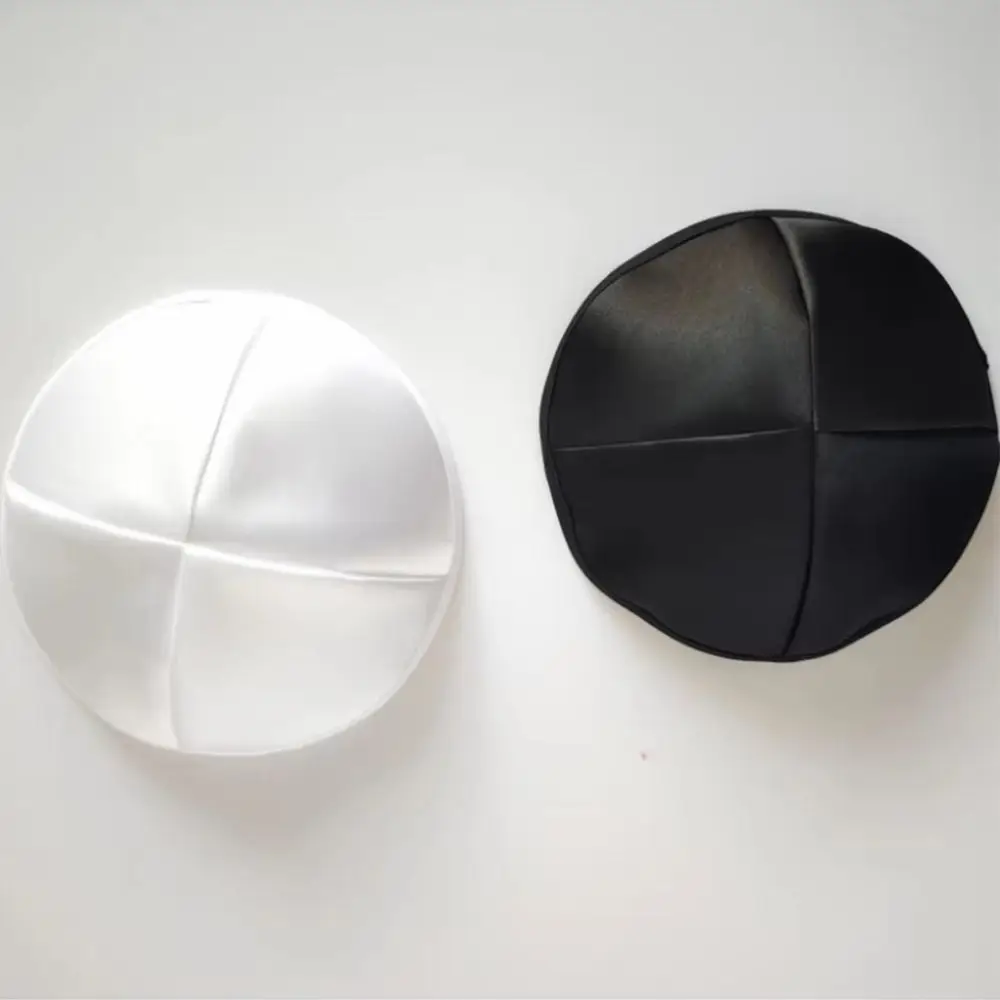 Durable Solid Color Kippah Cap Round Dome Satin Fabric Skull Cap Lightweight Smooth Surface Head Cover Daily Wear