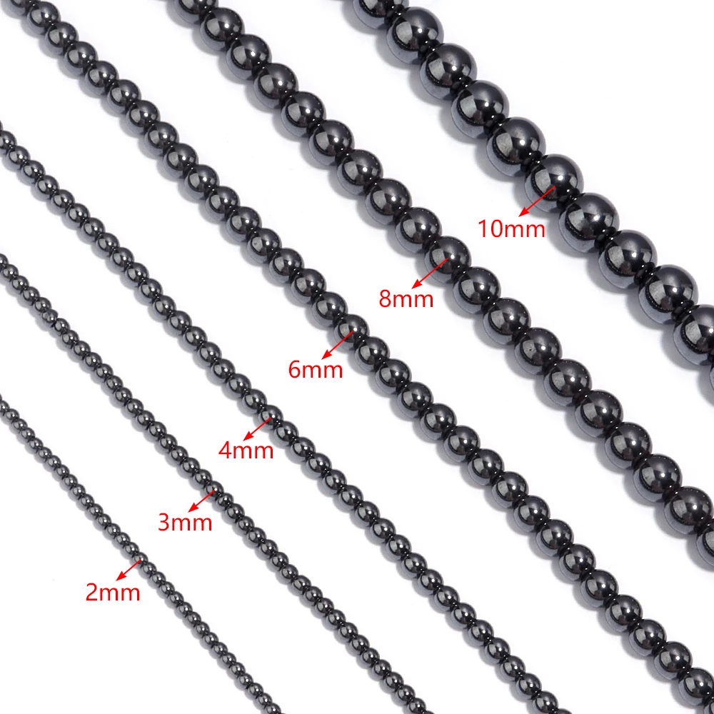 1 Strand Black Hematite Natural Stone Beads 2/3/4/6/8/10mm Loose Round Beads For DIY Jewelry Making Bracelet Earring Accessories