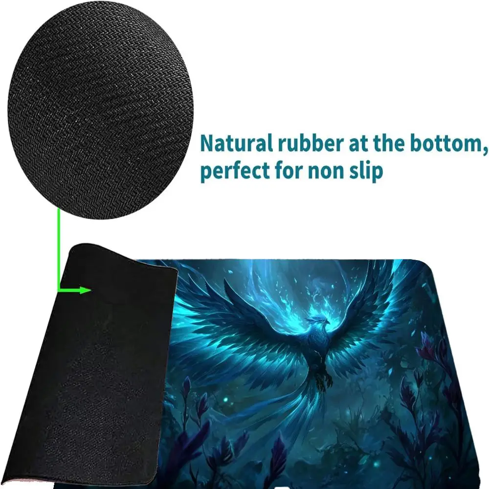 35X60CM Ice Blue Phoenix MousePad Non-Slip Magic Zones Card Playmat Tabletop Rug Game Mat Duel Commander Gaming Deskmat Beginner