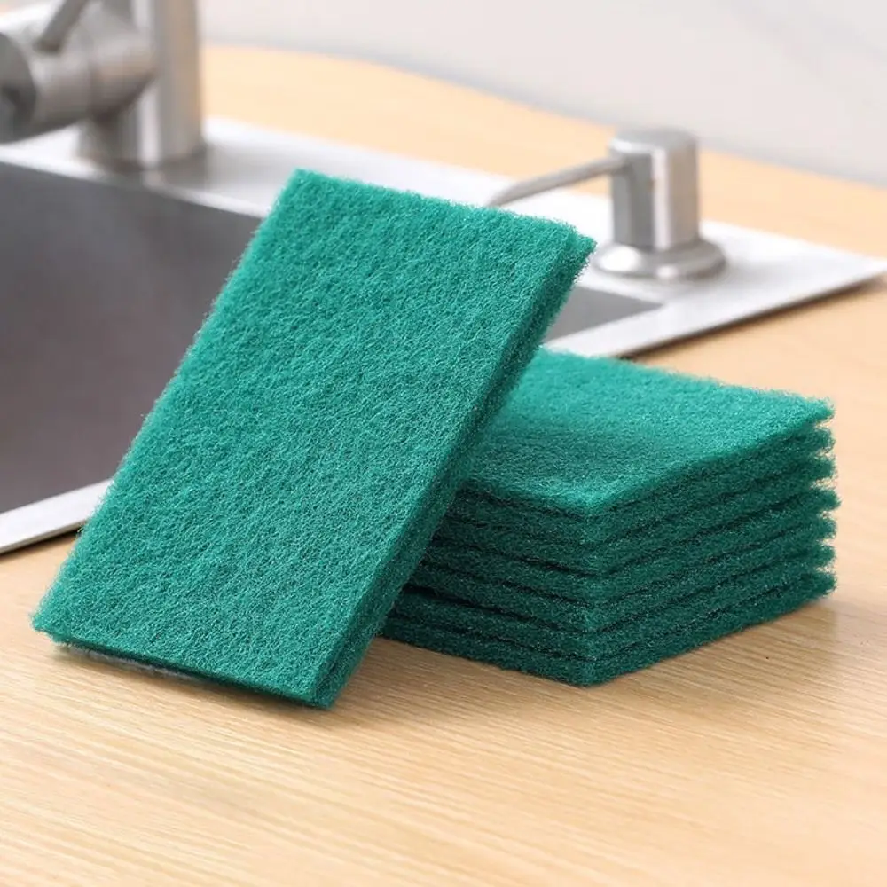 5pcs Washing Supplies Rectangle Scouring Pads Green Wear-resistant Scrub Pads Reusable Dishcloth Dishes Cleaning