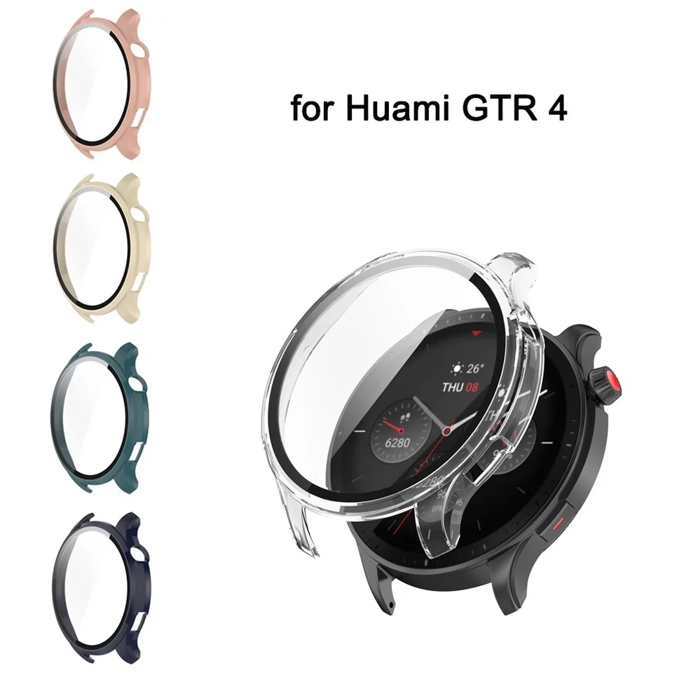 

Case For Huami Amazfit GTR4 GTR 4 Hard PC Cover Case + HD Slim Tempered Glass Anti-scratch Screen Protector