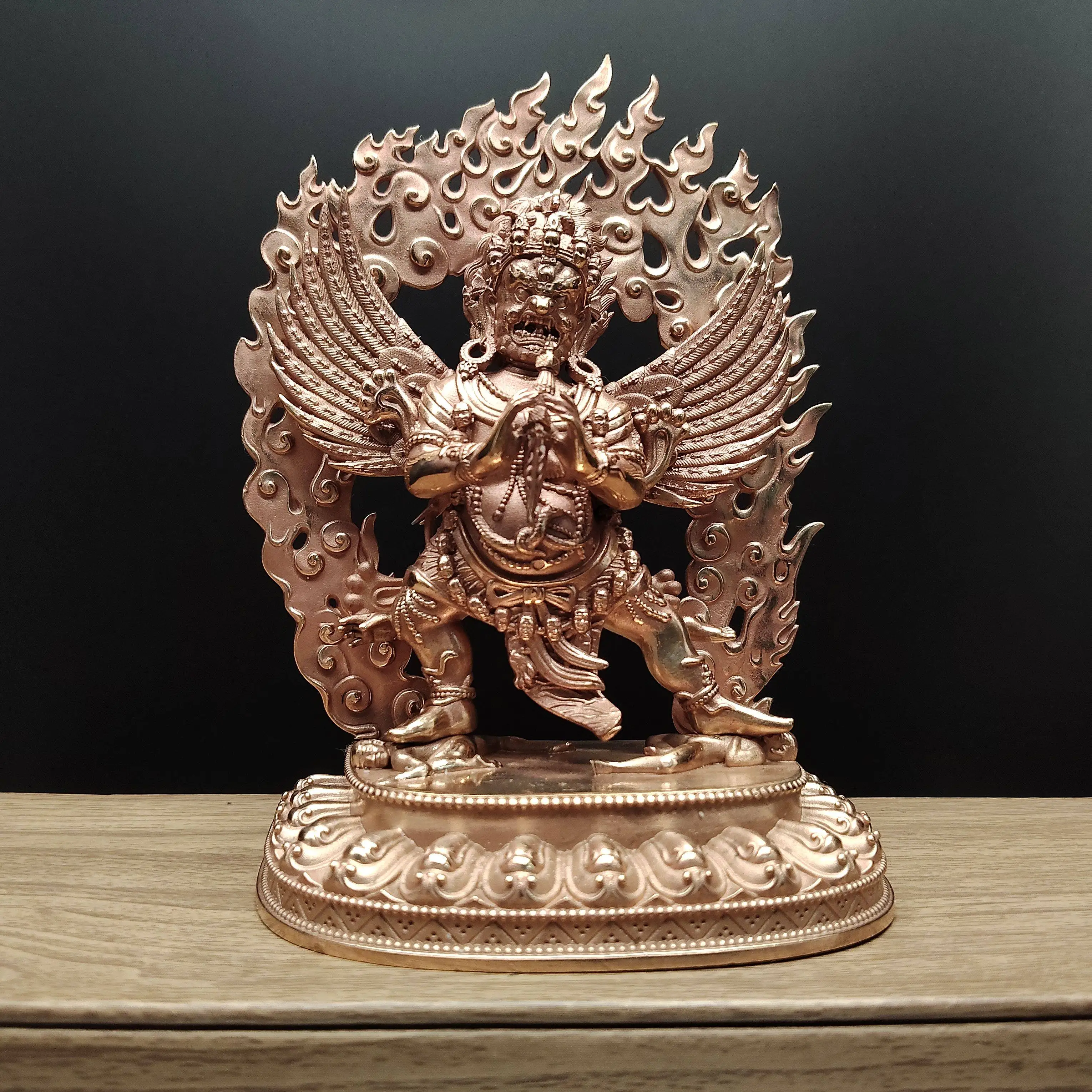 Tibetan Ethnic Copper Vajrakilaya Phurba Protector Statue 12cm Home Altar Desktop Blessing