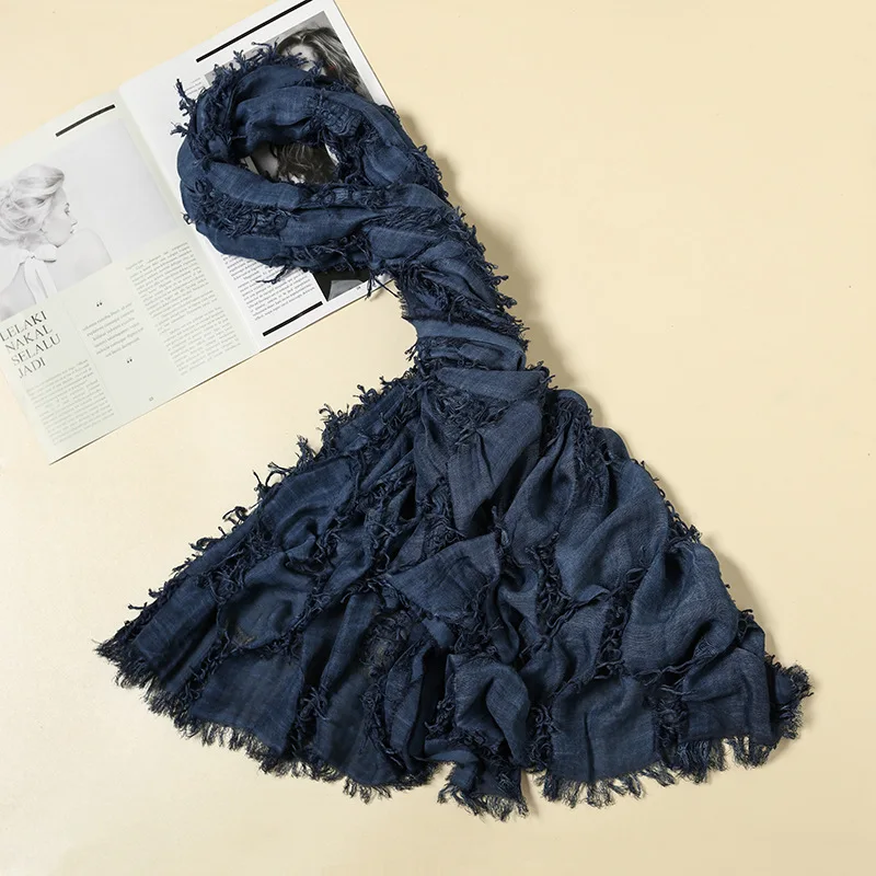 

Ripped Hole Tassel Hip Hop Punk Scarf Women Cotton Linen Gothic Vintage Hijab Ethnic Style Apocalyptic Scarf Cape