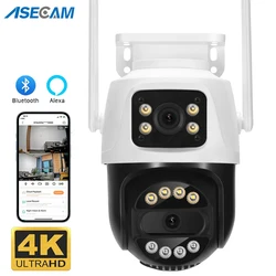 Cameras Vigilância Wifi 12MP 6K Zoom 8X Tela Dupla Detecção Humana AI Rastreamento Automático 8MP 4K PTZ  iCSee ASECAM Camera de Segurança Casa