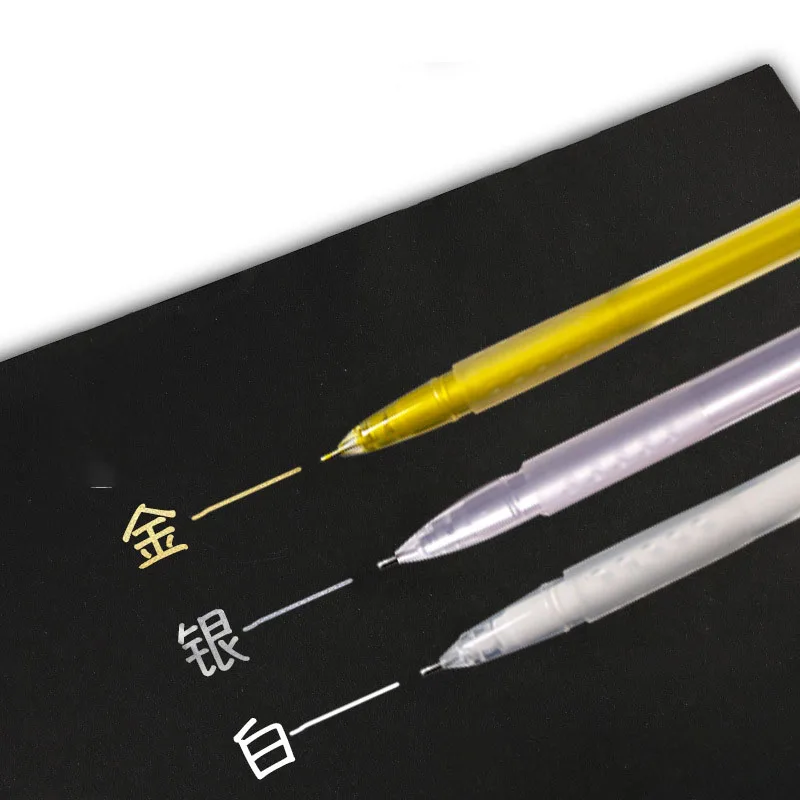 White Colored Retouching Paint Metal Pen Art Painting Hook Line Creative Diy Design Hand Account Brightening Sketching Pen