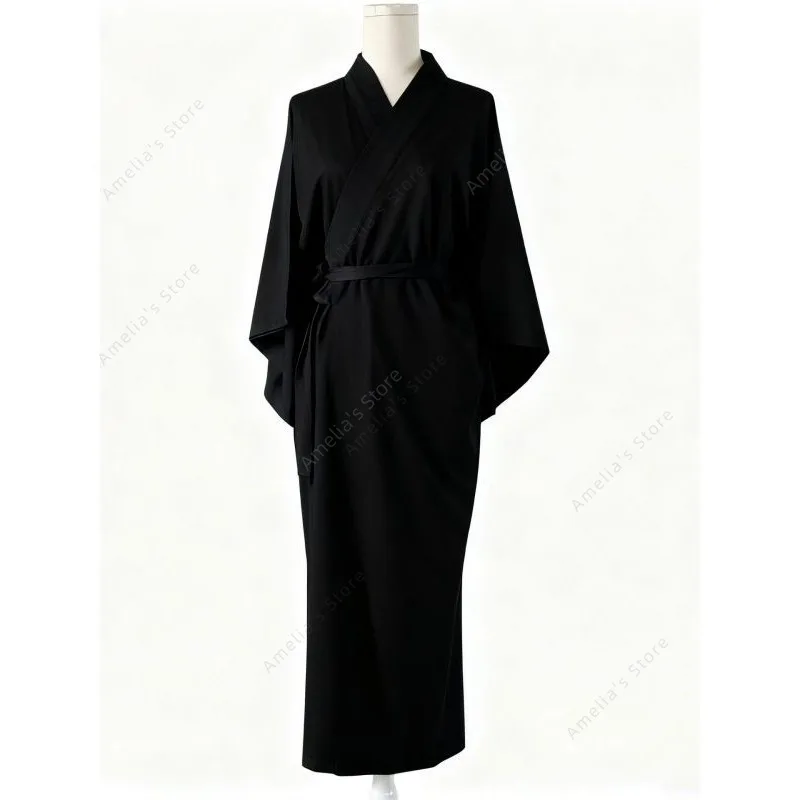 Women Japanese Kimono Inner Base Layer Black Nagajuban Yukata Underwear Shirt Cosplay Costume Hanfu Robe Harajuku Zen Clothing
