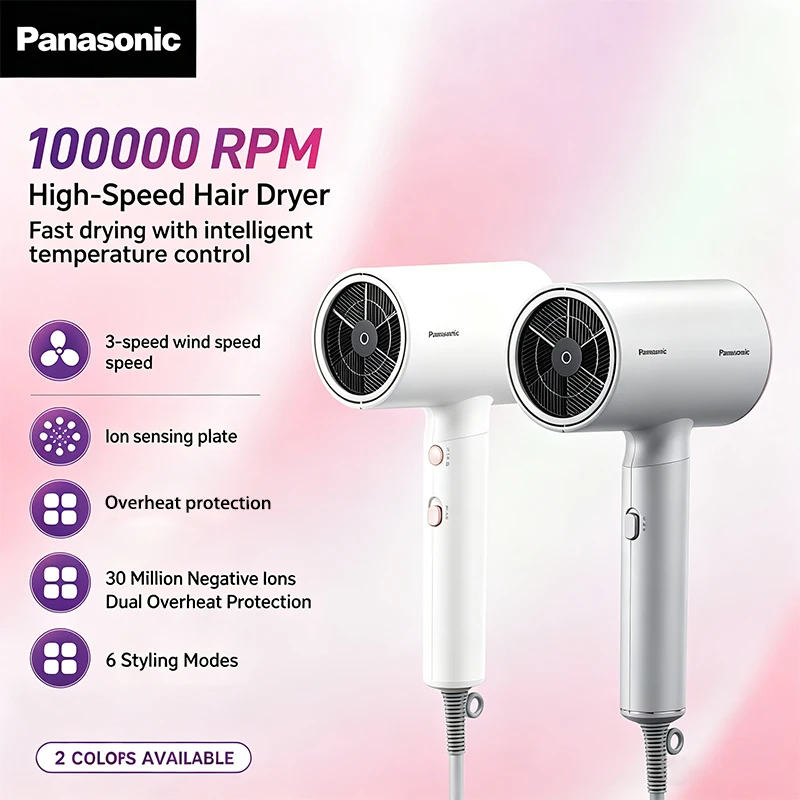 Panasonic EH-NE6H Hair Dryer 1800W Negative Ion NTC Constant Temperature Cool Hot Alternating 6 Modes Overheat Protection