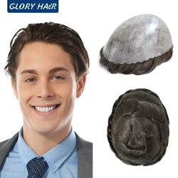 Gloryhair – perruque naturelle indienne pour homme, avec des parties uniques de 0.12 à 0.14mm