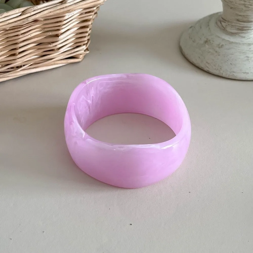 New Smudged Irregular Resin Bracelet Marbling Thickened Wide Chunky Bangle Exaggerated Geometric Cuff Bracelet Gifts