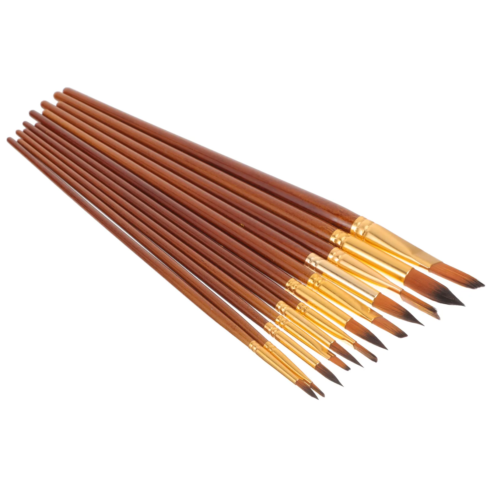

12Pcs Nylon Hair Painting Brushes Set Wood Handle for Watercolor Acrylic Gouache Face Body Nail Art Craft Beginners Kids