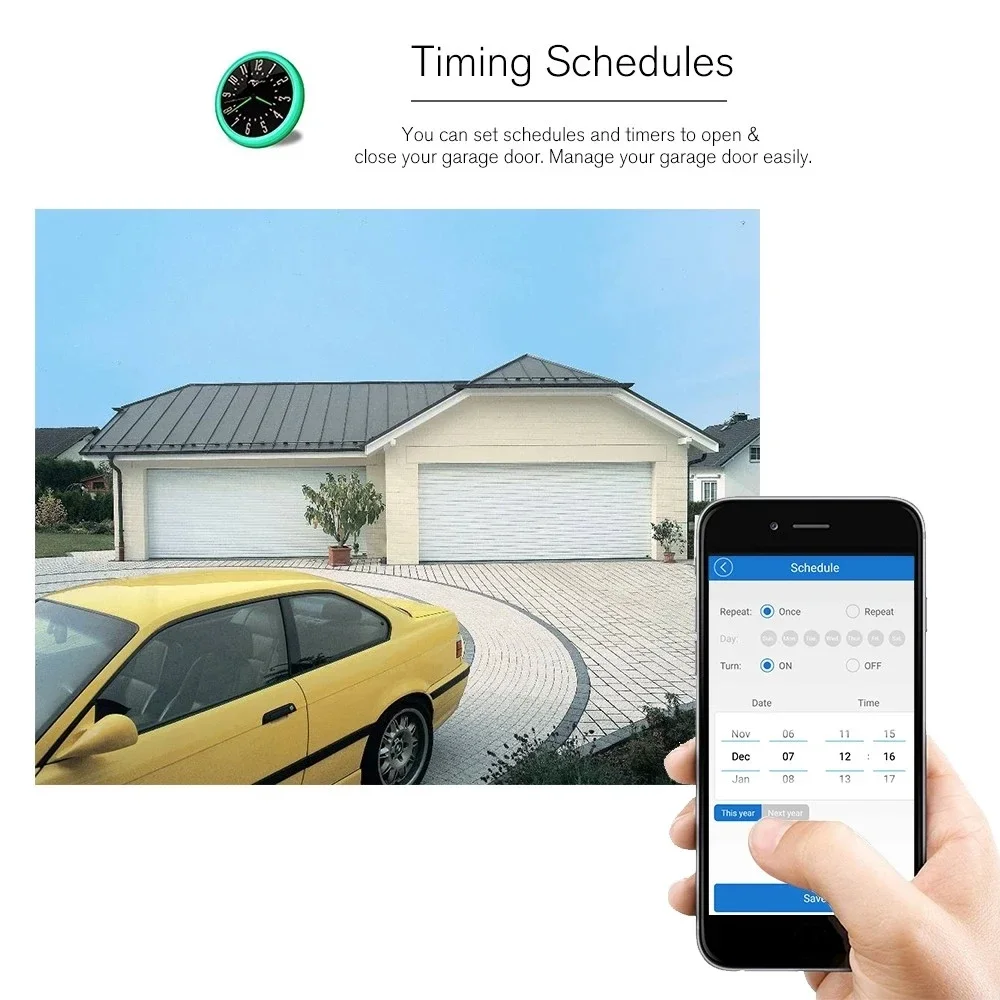 Smart Life Tuya Garagentoröffner WiFi oder Zigbee Wireless Control RF433 Timer-Zeitplan Alexa Google Assistant kompatibel