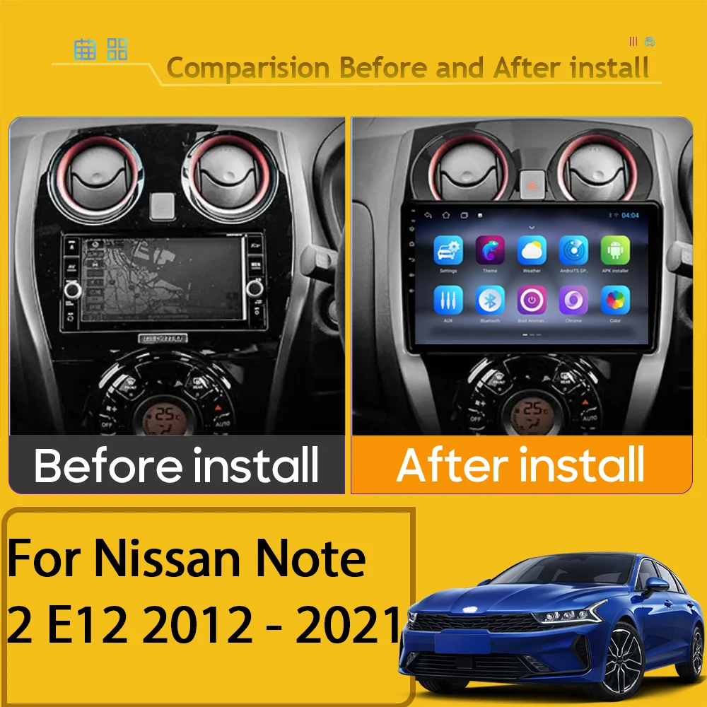 Android 13 For Nissan Note 2 E12 2012 - 2021 Car Player Auto Radio Multimedia GPS Video Navigation Carplay Rear camera 2 Din 5G