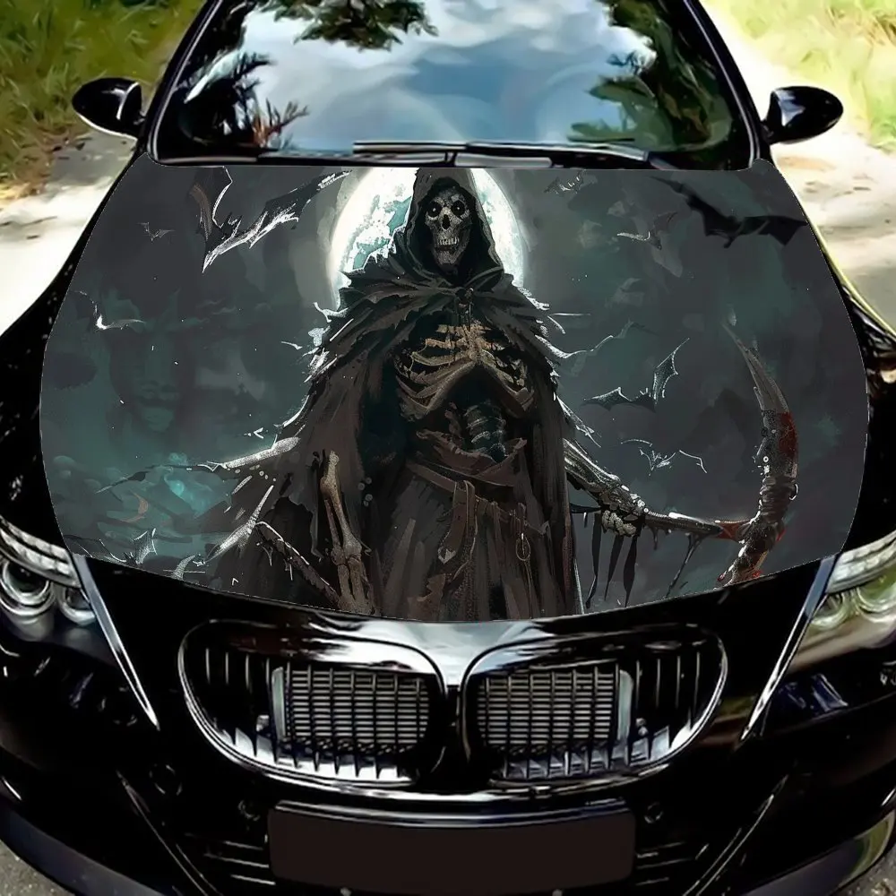 

Виниловая пленка для автомобиля Grim Reaper Fantasy, водонепроницаемая наклейка на капот автомобиля из ПВХ, самоклеящиеся устойчивые к царапинам наклейки для крышки двигателя,