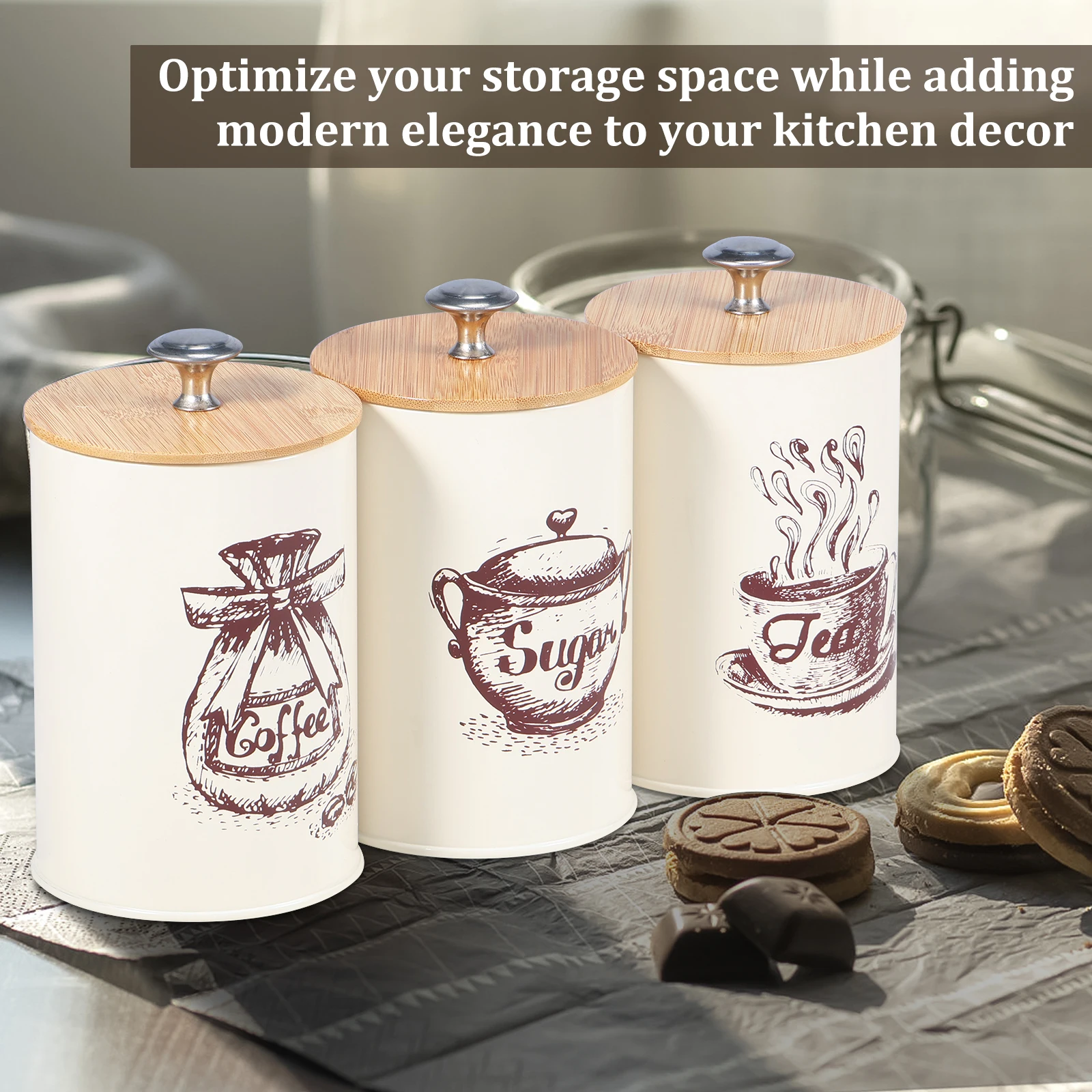 3 adet mutfak saklama kutusu M - Coffee Tea And Sugar Canisters incelemesi ve fiyatı