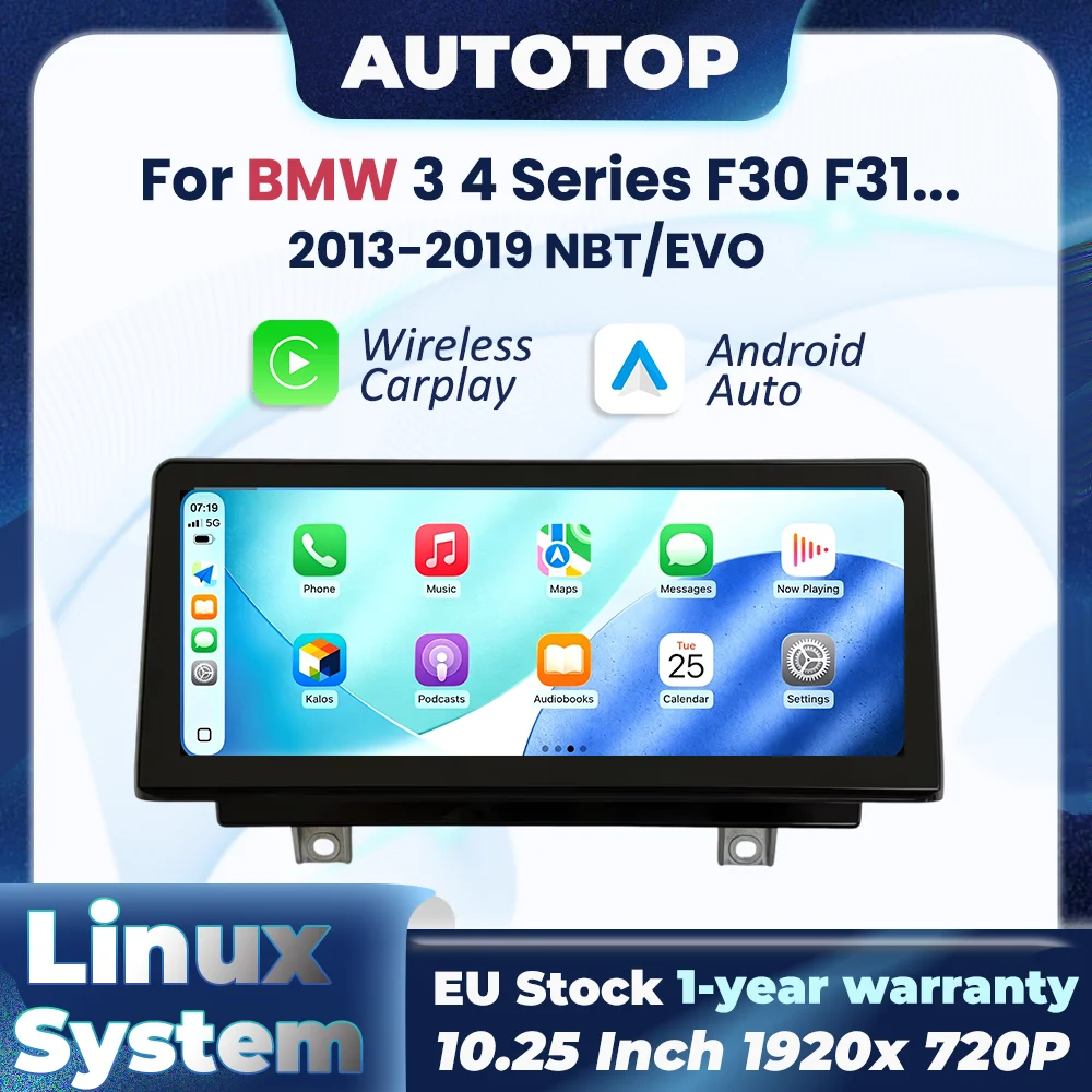 Wireless CarPlay Android Auto Multimedia Player Car Radio For BMW 3/4 Series F30 F31 F32 F33 F34 F36 2013-2019 With BT Mirror Link YouTube GPS Navigation