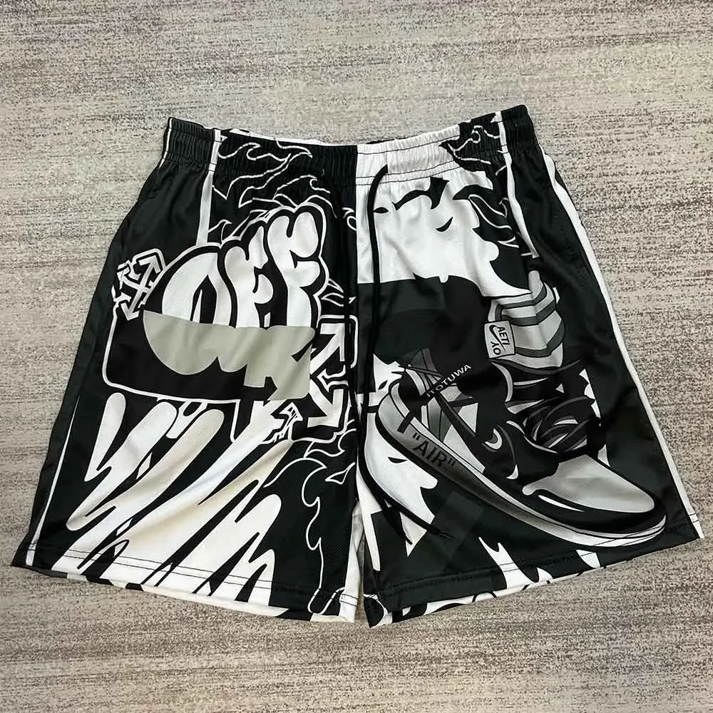 Men's AJ print Mesh Basketball shorts Oversized cool Loose comfortable Printed shorts fashion Street clothing drawstring shorts