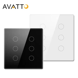 AVATTO Tuya Smart Life pannello in vetro interruttore tattile Standard brasiliano, interruttore a parete 4x4 WiFi/ZigBee 4/6 Gang funziona con Alexa Google Home