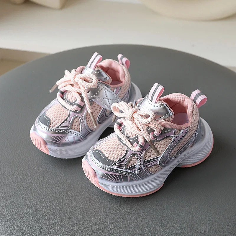 Girl Sports Shoe 2026 Summer Korean Version Sequined Child Flat Bottomed Shoe Fashion Girl Anti Slip Student Travel Casual Shoes