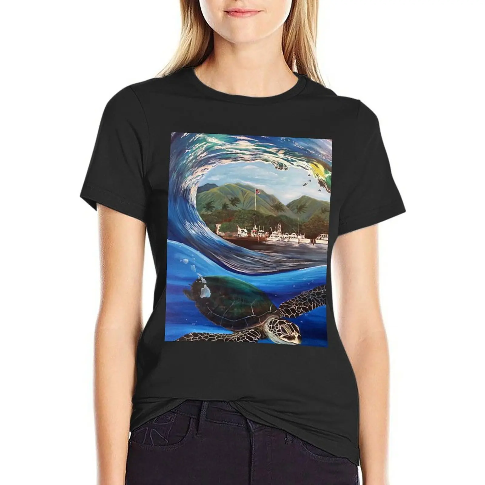 

Lahaina Harbour Honu T-Shirt blacks anime customs Woman T-shirts