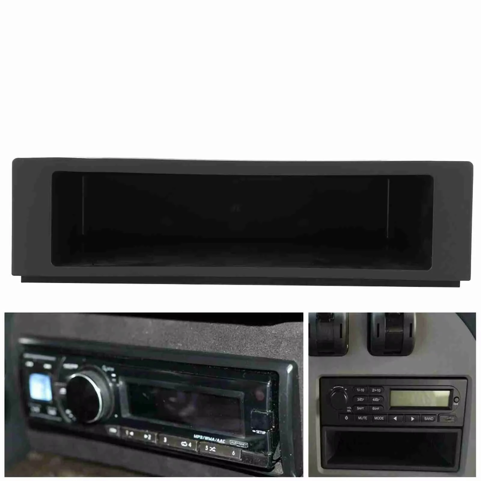 Radio Storage Box for Universal 1‑DIN Car Stereo Radio Storage Box Inner Organizer Tray Dashboard Universal Fit Easy Accessories
