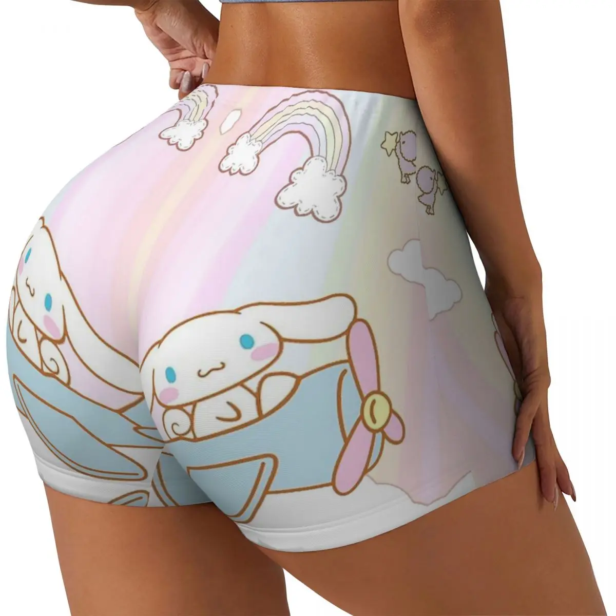 Custom HOT Cartoon Cinnamoroll Workout Shorts Women Gym Volleyball Biker Yoga Shorts