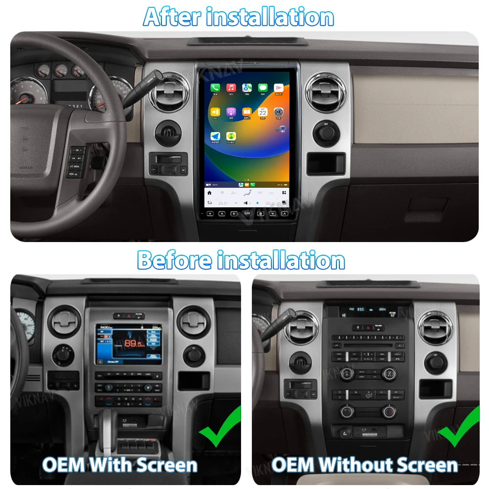 Viknav Latest Android Car Radio For Ford F150 2009-2012 Carplay Tesla Touch WIFI DSP GPS Navigation Multimedia Player Auto