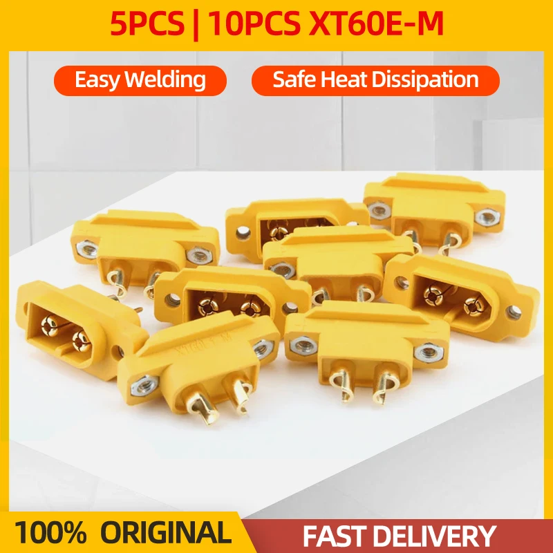 5/10PCS Amass XT60E-M XT60E XT60 Male Plug Connector Gold Plated For RC FPV Aircraft Drone Helicopter Car Boat Battery Original