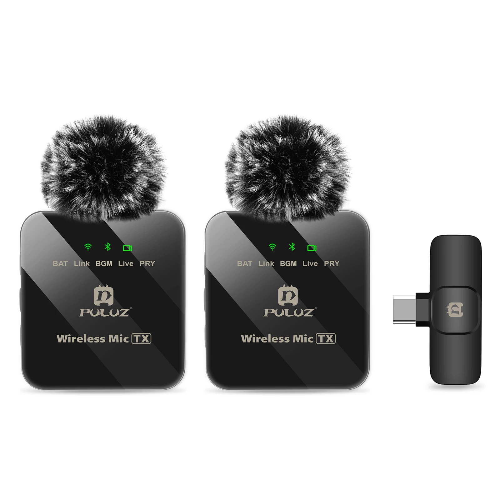 PULUZ 2.4G Wireless Lavalier Microphone Live Broadcast Gaming Microphone For iPhone Type-C Android Camera Audio Video ForYouTube