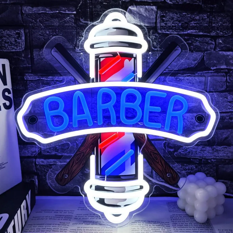 Barber Neon Sign for Barber Shops Hair Salon Decor Dimmable Light for  Beauty Pub USB Powered Light Up Business Store Sign Gift