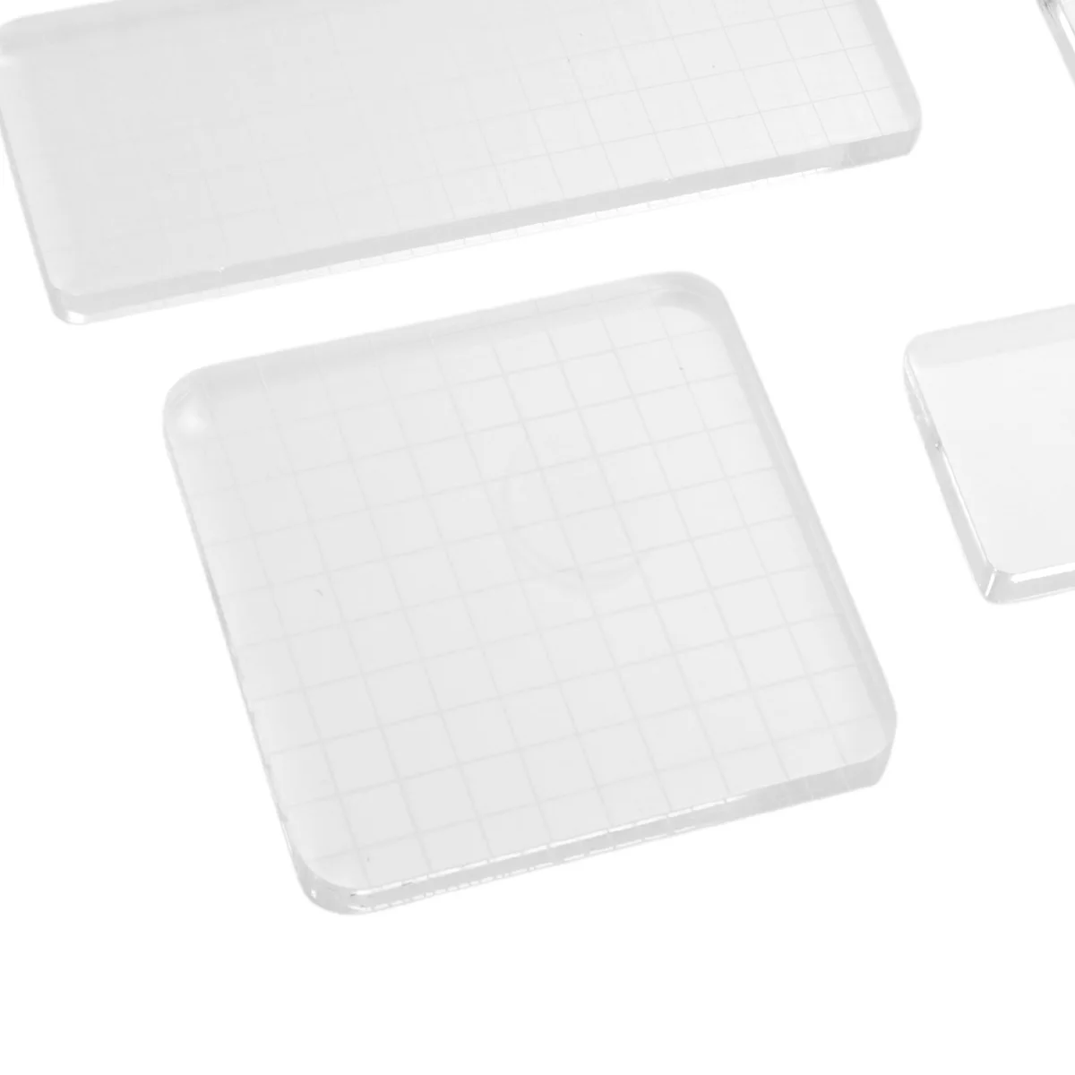 

5pcs Acrylic Tool Set Seal Stamp Block High Transparency Scrapbooking Stamping Handle Block Craft Projects Various Sizes