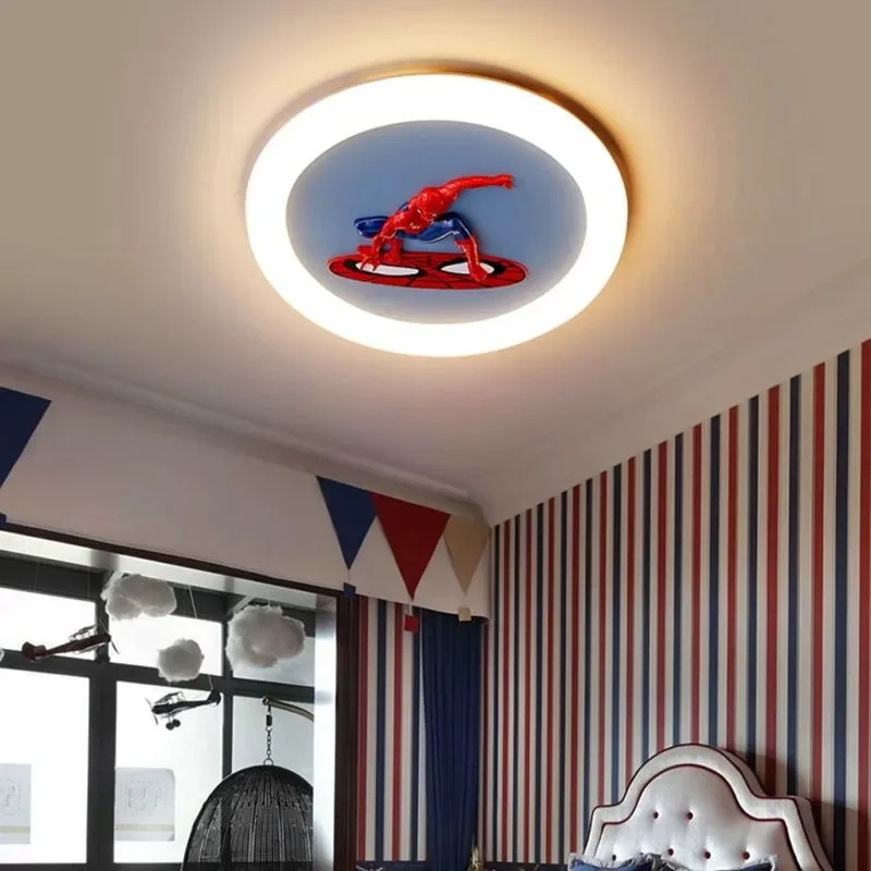 Marvel Spiderman Creative Cartoon Intelligent Decorative LED Lamp Personalized Simple Multifunctional Boy Bedroom Ceiling Lamp