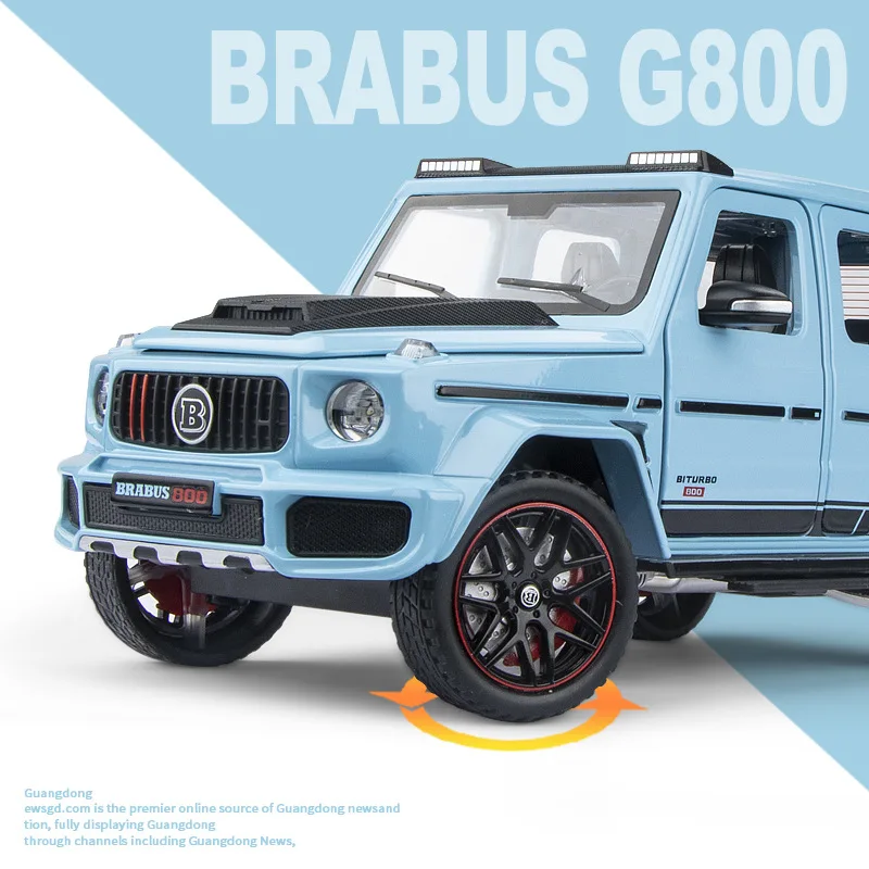 1:24 Mercedes-Benz BRABUS G800 Off Road SUV Model Car Diecast Toy Vehicle Collection Sound & Light Miniature Car Toys For Kids