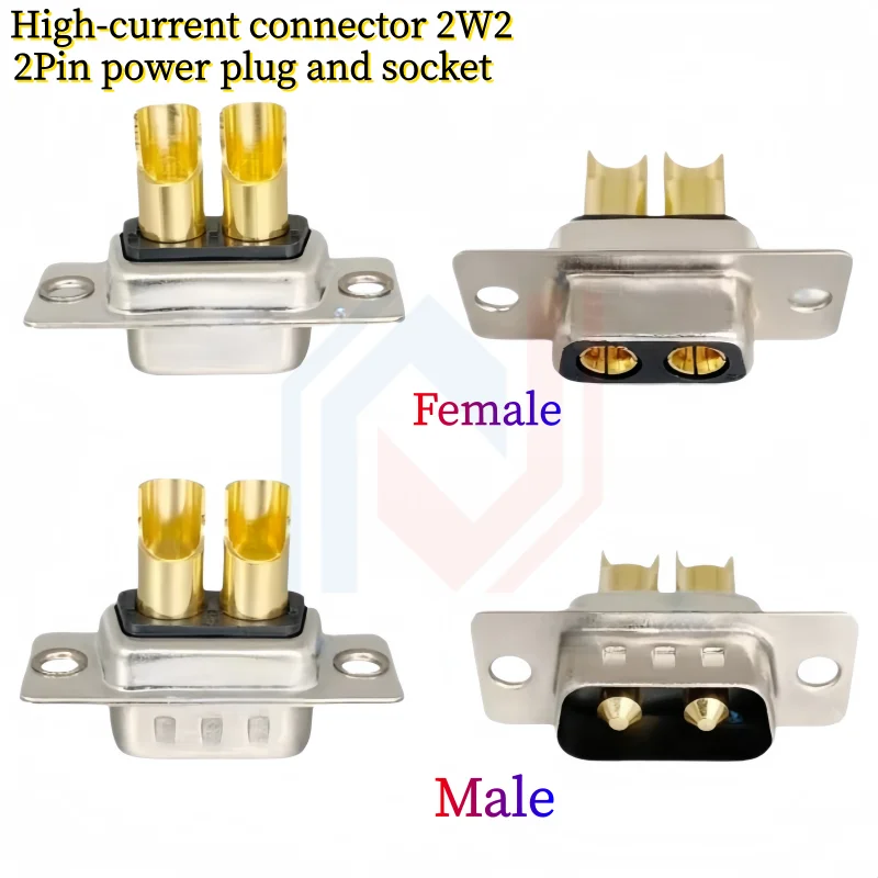 

High current connector 2W2 wire-type D-SUB male/female connector heavy-duty 2-core power plug socket D-type 2Pin