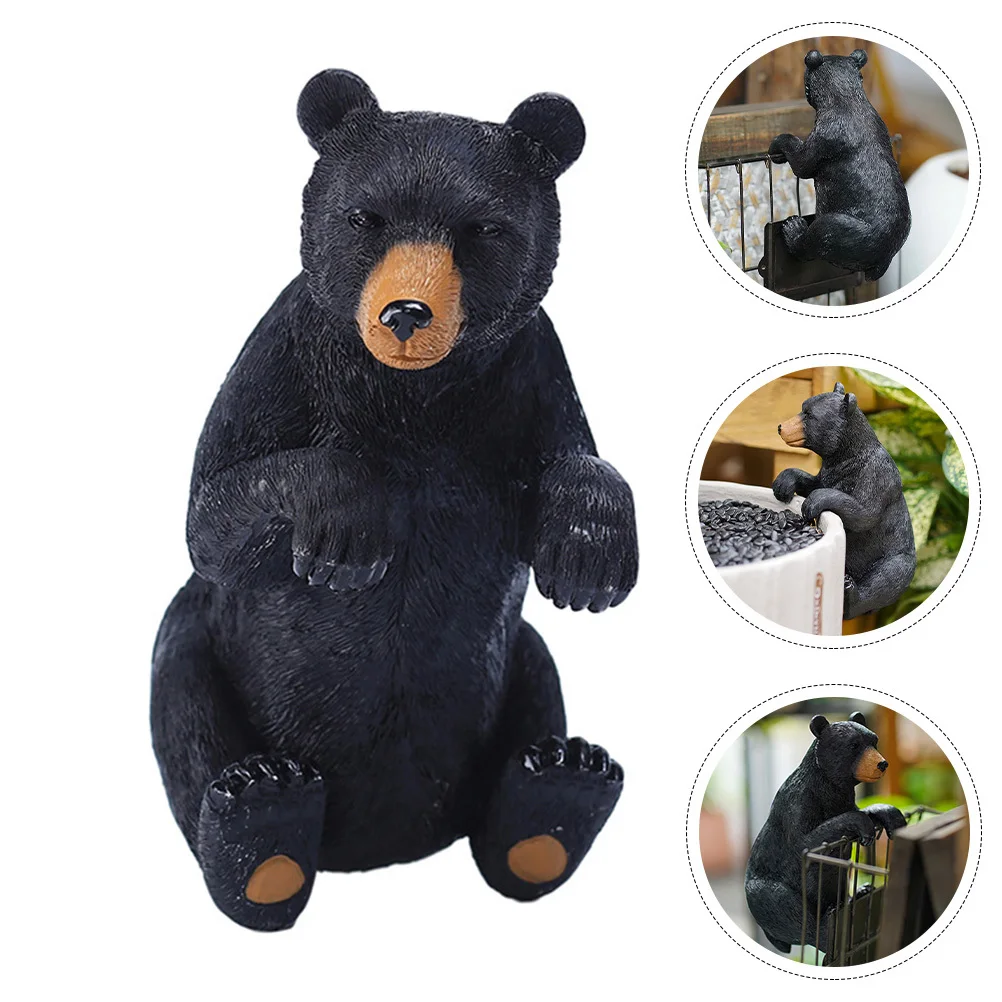 الدب الأسود الراتنج زخرفة اناء للزهور الديكور حديقة ديكور ملحق بوعاء النبات تزين تمثال في الهواء الطلق الحرفية #1