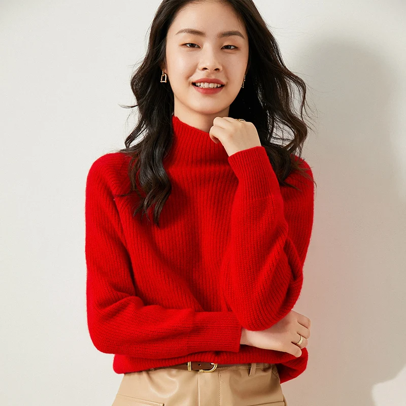 ผู้หญิงฤดูใบไม้ร่วงฤดูหนาวเสื้อกันหนาวเสื้อคอเต่า 100% Merino ขนสัตว์ Solid Basic ถักจัมเปอร์สบายๆเกาหลีแฟชั่น