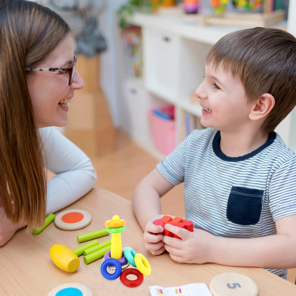 Colorful Ring Stacking Toys Kids Plastic Learning Plaything Educational Musical Toy Building Blocks Game For Children Baby