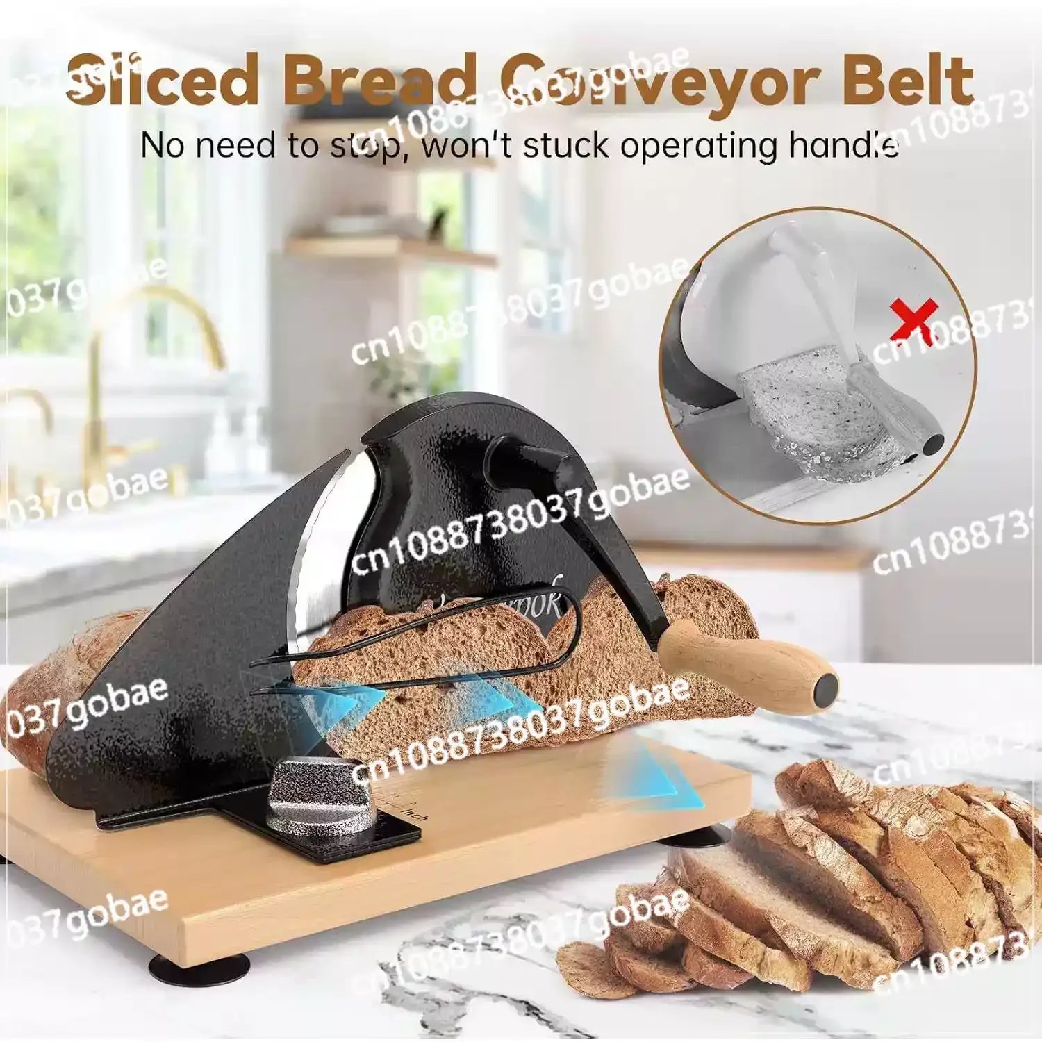 Family breakfast bread cutting, retro solid wood-based family handmade bread maker