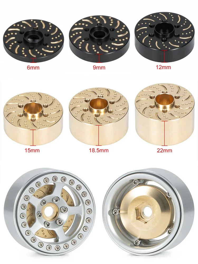 Mosiężne obciążniki Tarcze hamulcowe Adapter piasty koła z gniazdem sześciokątnym 12 mm do felg Beadlock 1.9 2.2 1/10 RC Crawler TRX4 Axial SCX10 Capra Wraith — 2