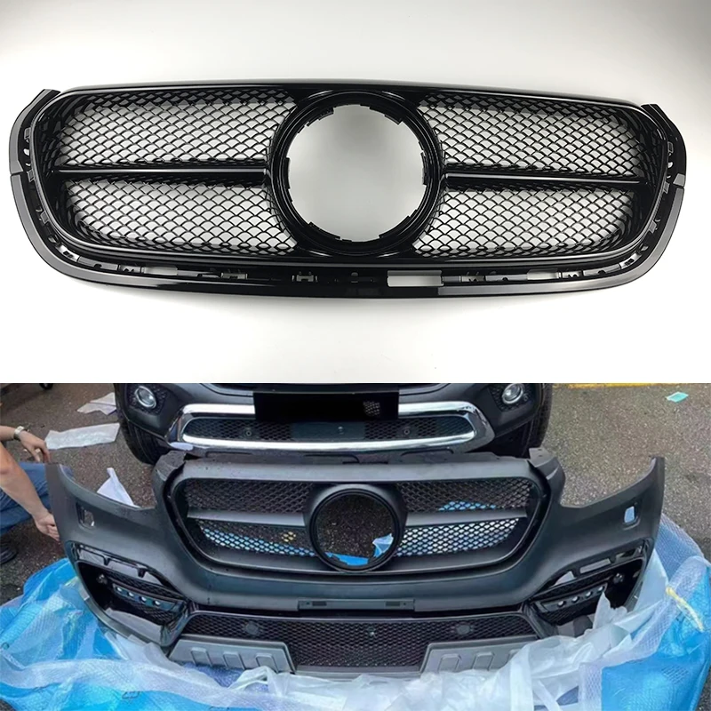 

For Benz X-class X250D ABS vertical bar X250 grid GT Diamond style bumper grill high quality grille easy installation