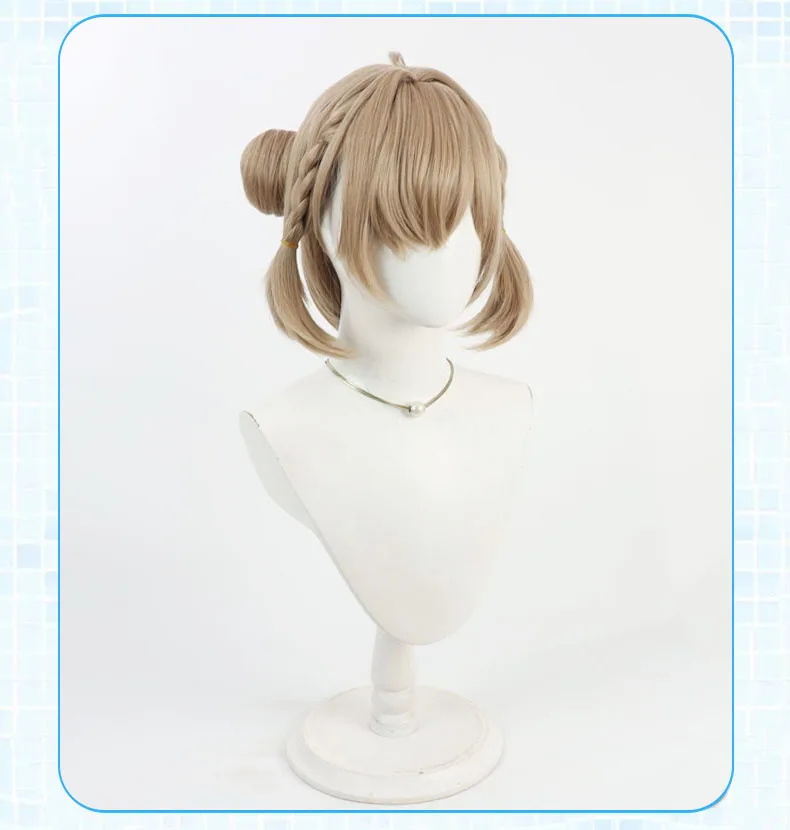 Sweety Cosplay Wigs With Buns Zenless Zone Zero 30cm Women Short Straight Brown Wig Heat Resistant Synthetic Hair