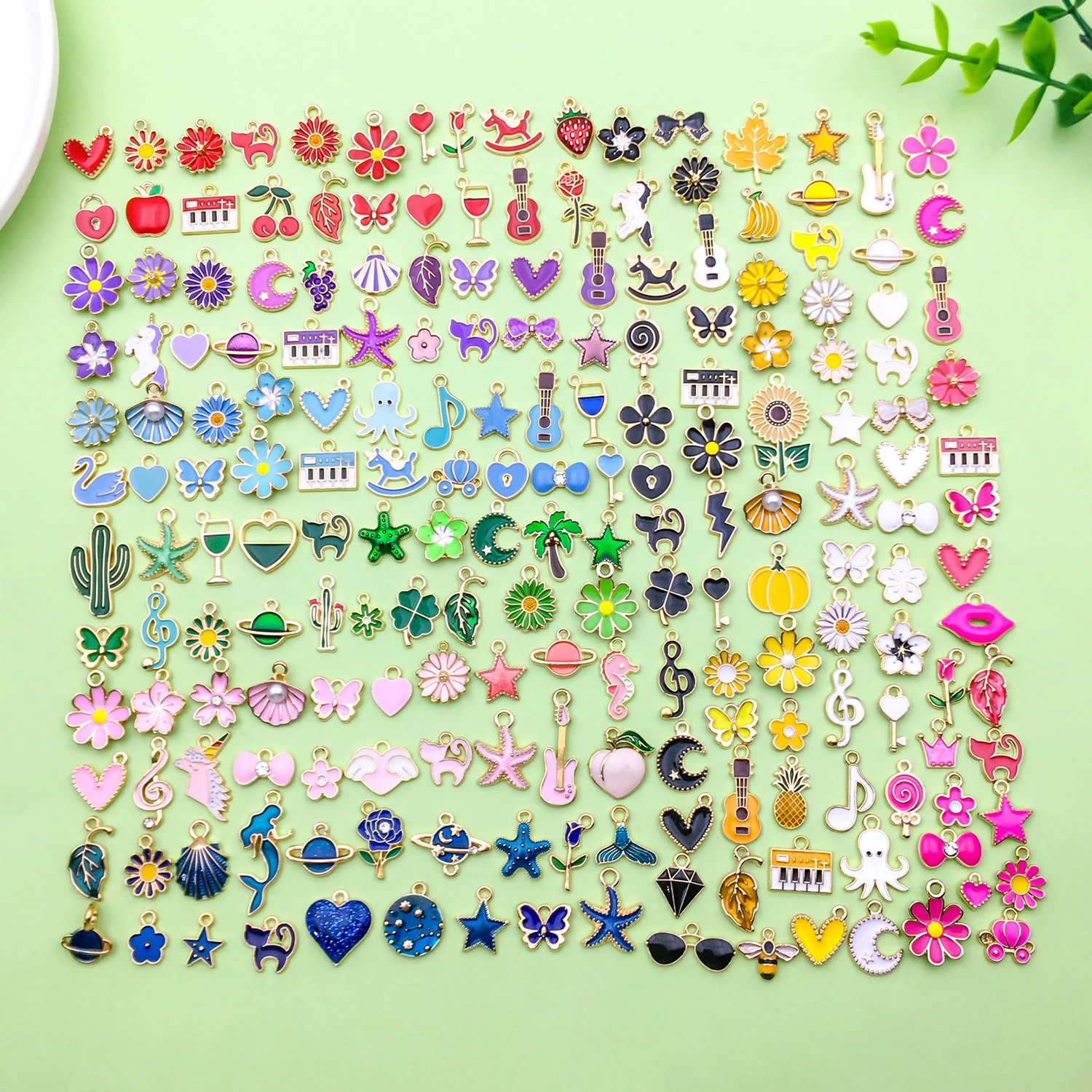 20/200pcs Enamel Charms Alloy Various Styles Pendants For DIY Bracelets Necklaces Earrings Jewelry Making Accessories