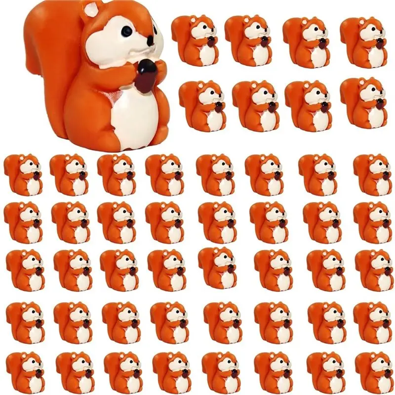 

ABBY-For Micro Landscape Moss Garden Accessories 100 Pcs Mini Resin Squirrel Figurines Miniature Bulk Adorable Small Squirrels