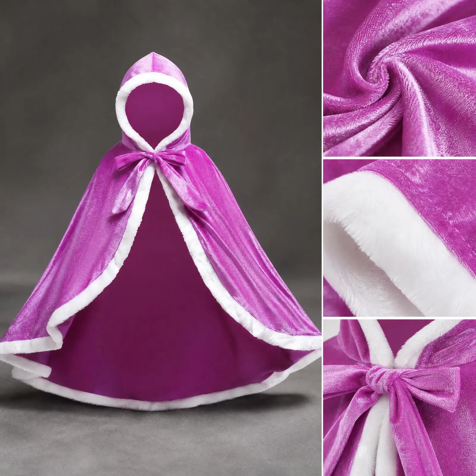 Capa Infantil para Meninas com Capuz, Fantasia de Poliéster Brilhante, Roupa Leve e Drapeada para Festas e Fantasias Infantis