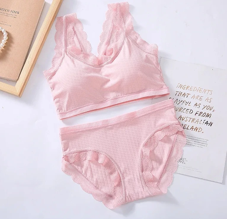 Girl Bralette Lingerie Set Sports Underwear Women Push Up Bras and Panty Sexy Bra Lenceria Wirefree Feminina Lace Ropa Interior