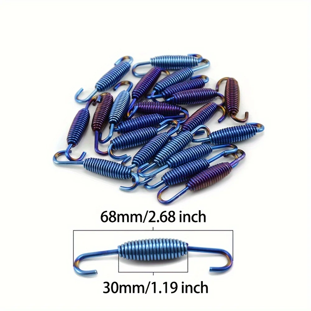 Motorcycle Exhaust Pull Spring 68mm Stainless Steel Burned Titanium Dual Movable Full Blue Fixing Spring