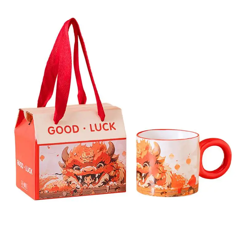 

Керамические кофейные кружки, Весенняя Праздничная Новинка, чашка для напитков, декоративная китайская кружка с лунным новогодним драконом для чая, молока, кухонное приспособление