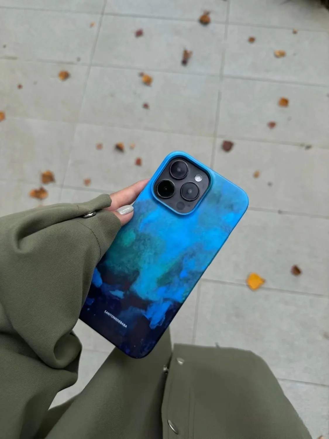 Artistic INS Style Blue Smoke Forest Oil Painting Chic Phone Case for iPhone 15 14 11 12 13 Pro Max Plus Back Cover