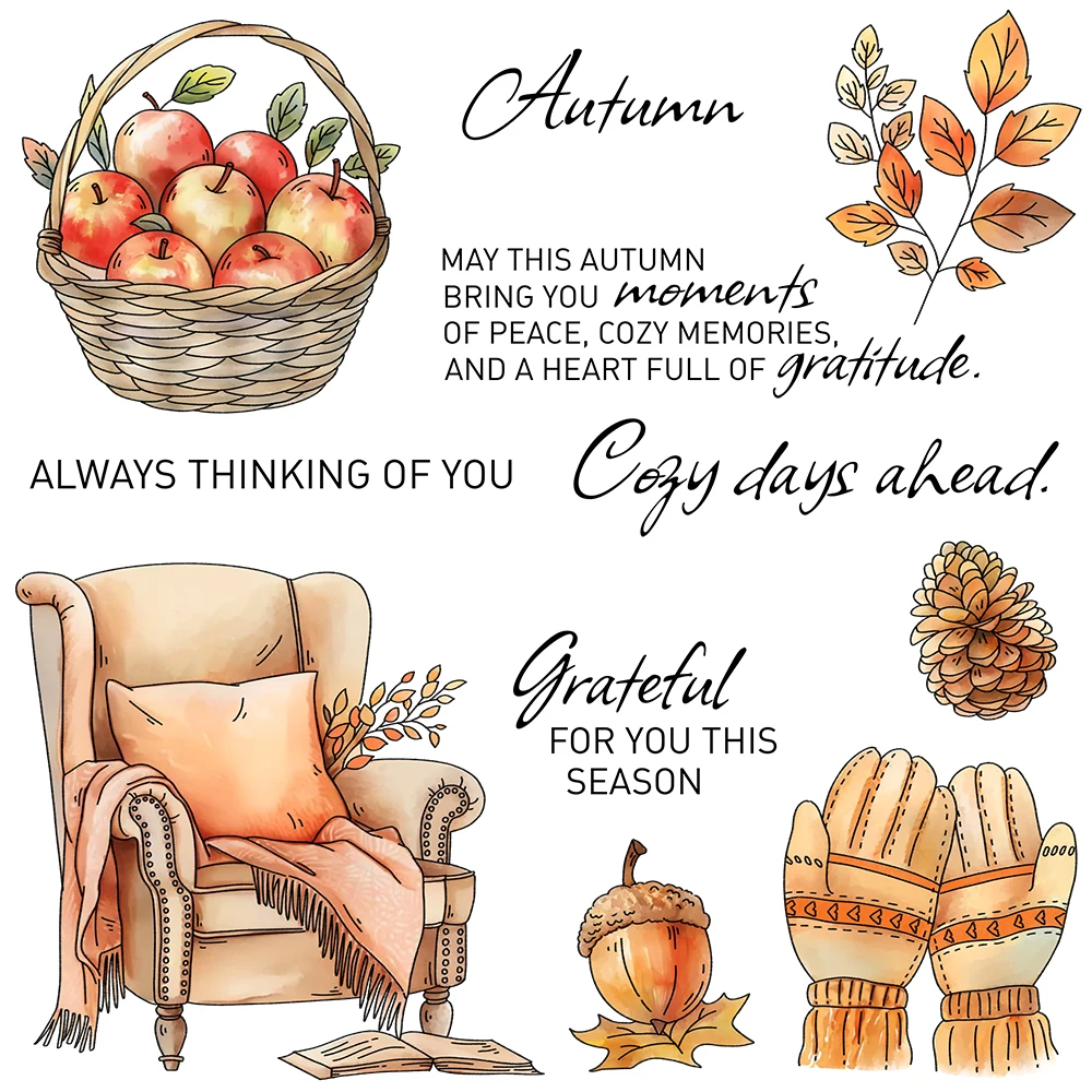 

Mangocraft Warm Autumn Days Harvest Clear Stamp DIY Scrapbooking Supplies Silicone Stamp For Card Making Albums Crafts Decor