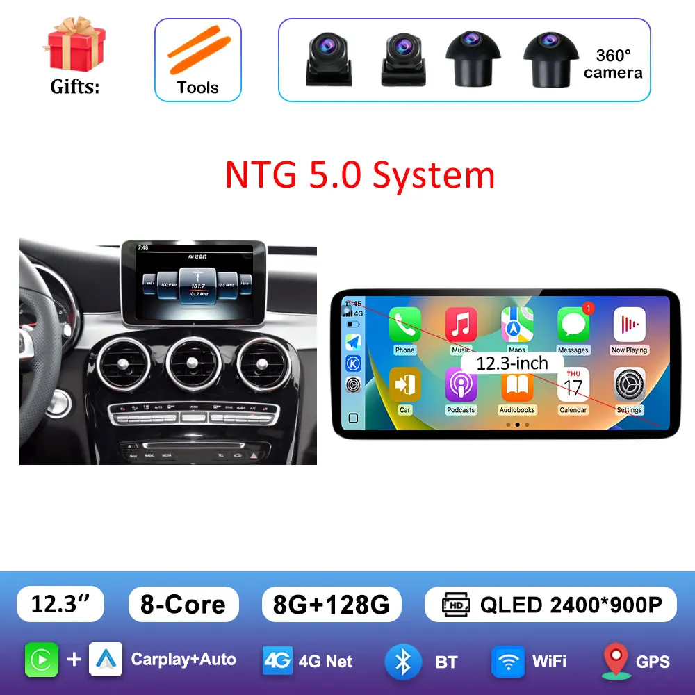 Android 16 Intelligent Systeem voor BENZ C-KLASSE W205 GLC 2015 - 2018 Auto Video Multimedia Speler GPS Navigatie QLED HD Scherm BT